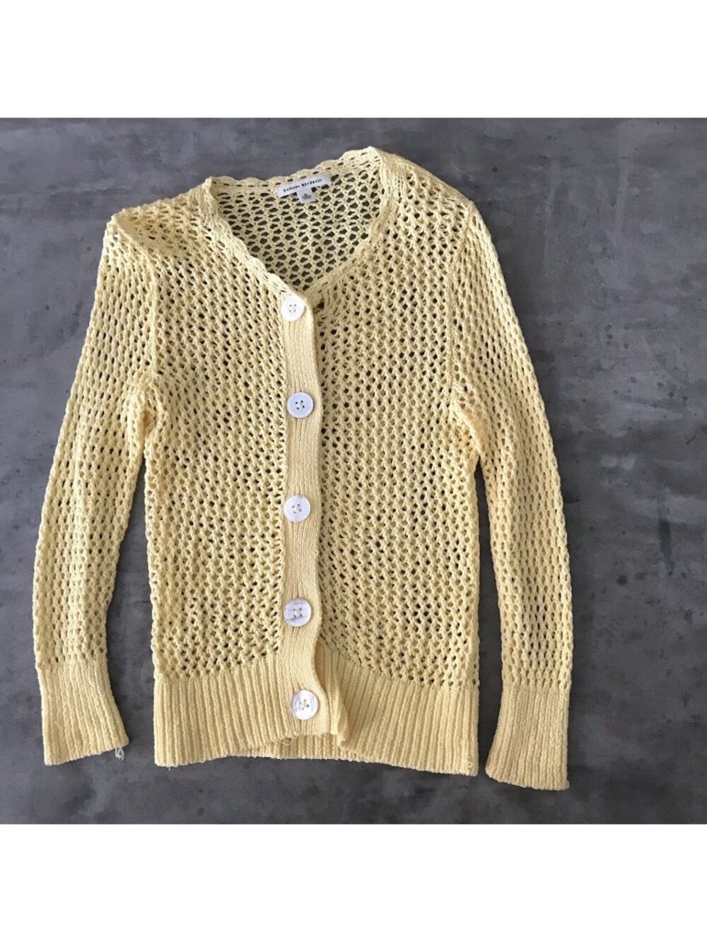 Vintage Banana Republic Sweater Medium Cardigan Crochet Knit Butter Yellow Y2K